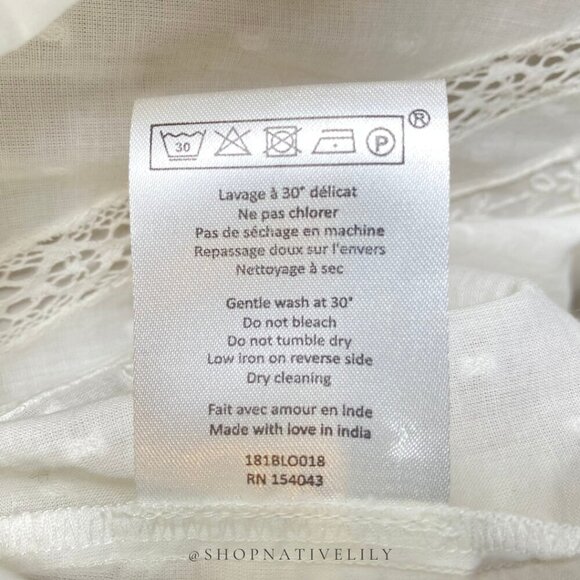 NWT Sézane Alessandra Eyelet Surplice Wrap Long Sleeve Blouse | 38 (6) | White - Picture 14 of 16